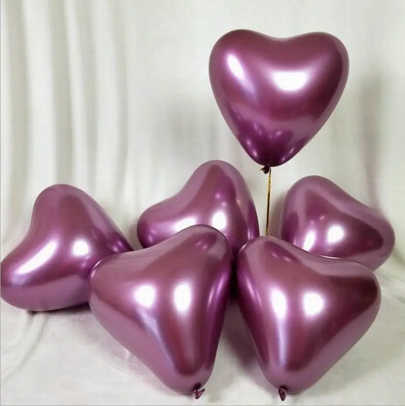 10 шт. 10 дюймов металлический Светящийся синий шар глянцевый металлик темно-синие шары хромированные шары Globos украшение для свадебной вечеринки - Цвет: heart purple