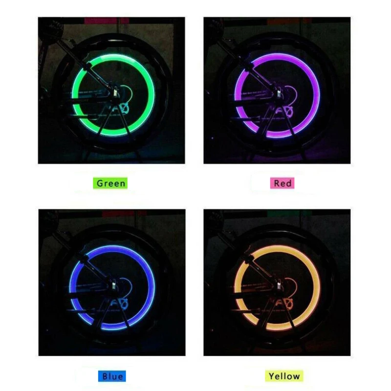 1 Pair Bike Spoke Light With Battery Mountain Road Bicycle Taillight Motocycles Light LED Wheel Tire Nozzle Valve Caps Lamp