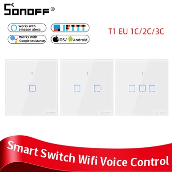 

SONOFF T1 EU TX Wifi Switch Smart Home With 1/2/3 Gang Smart Switch Wifi 433 Mhz RF Remote Control Work With Alexa Google Home
