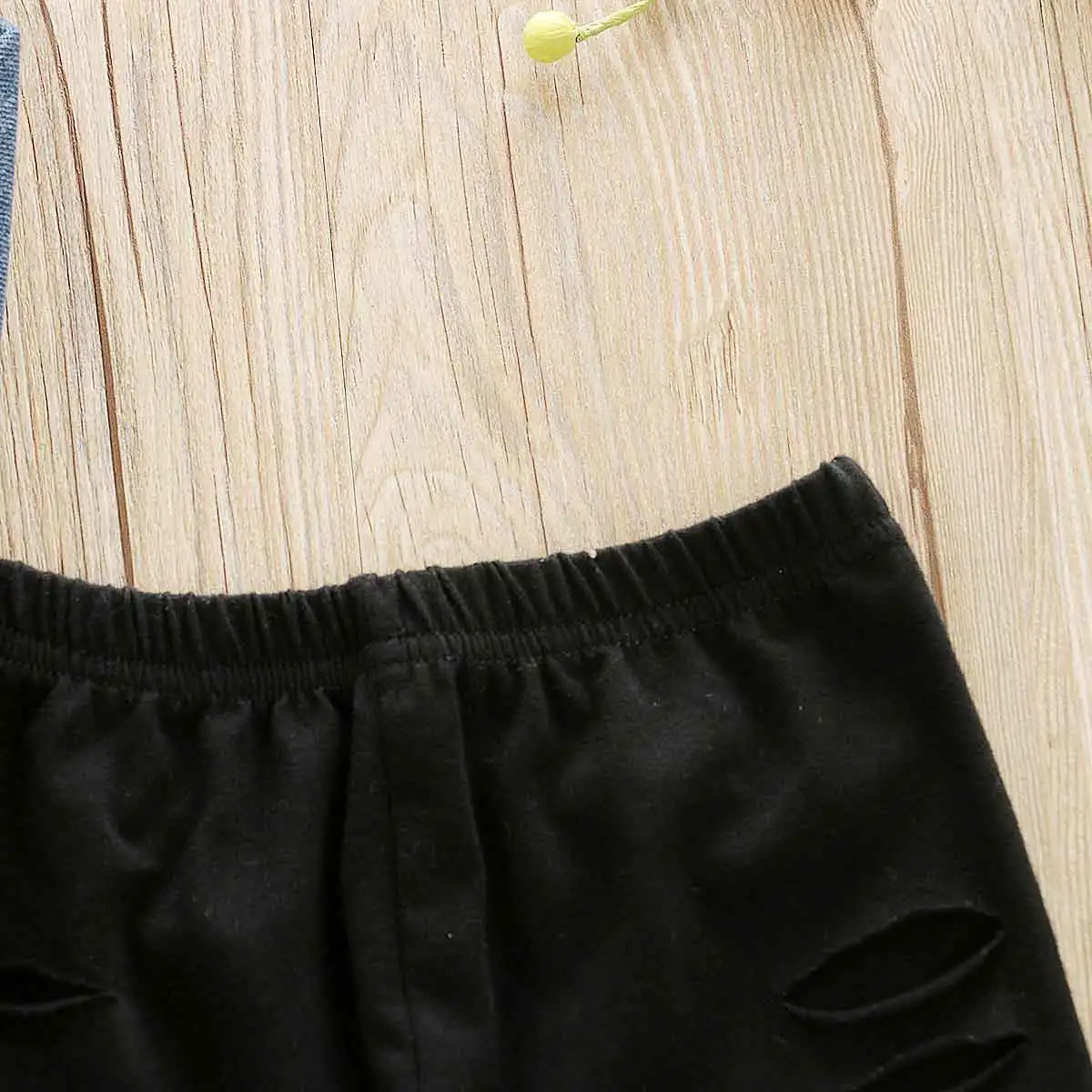 Одежда для маленьких девочек комплекты От 1 до 6 лет джинсовые топы с открытыми плечами с прорезями узкие брюки Комплект осенней одежды