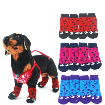 

Fashion Pet Dog Cat Socks Non Slip Pet Shoes Comfortable Small Medium Large Dog Cat Socks Durable Pet Supplies 4 pieces / set