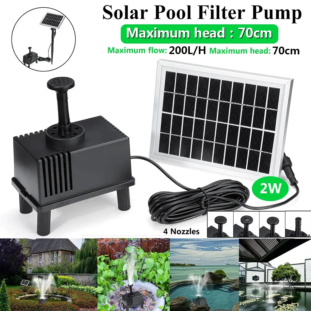 200L/H Solar Power Panel Kit Fountain Pool Pond Garden Submersible Water Pump US 