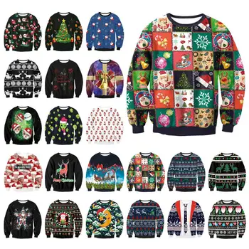 

New Fashion Autumn and Winter Christmas Costumes Funny Christmas 3d Digital Printing Round Neck Casual Ugly Christmas Sweater