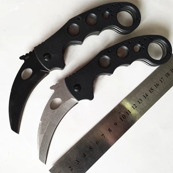 

Hot Karambit folding knife 440 blade G10 handle Outdoor Training Claws Camping hunting Rescue Survival Knives EDC hand Tools