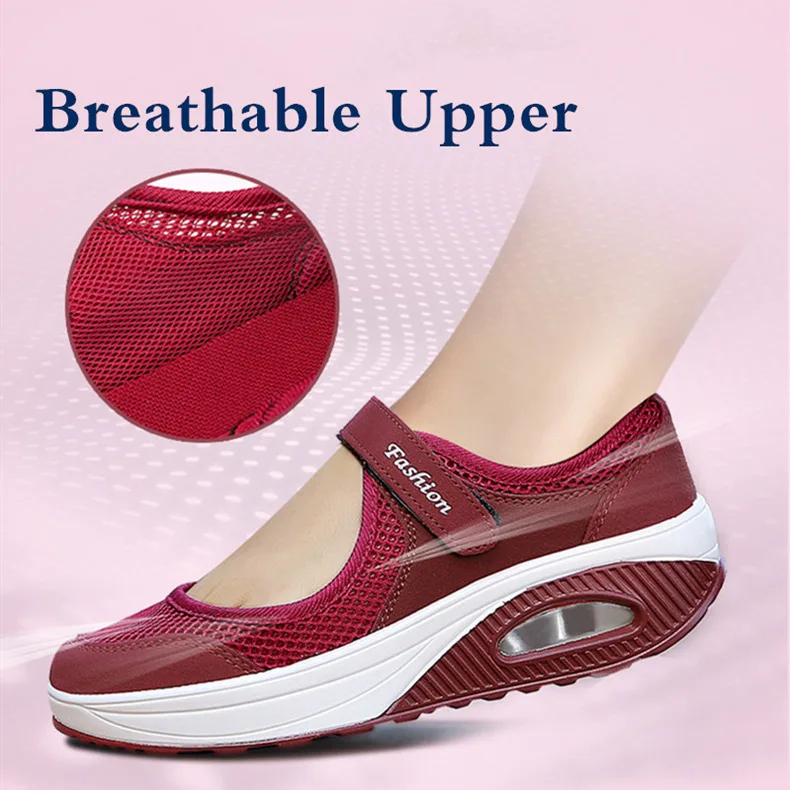 STS Brand 2019 New Fashion Women Sneakers Casual Air Cushion Hook & Loop Loafers Flat Shoes Women Breathable Mesh Mother's Shoes (6)