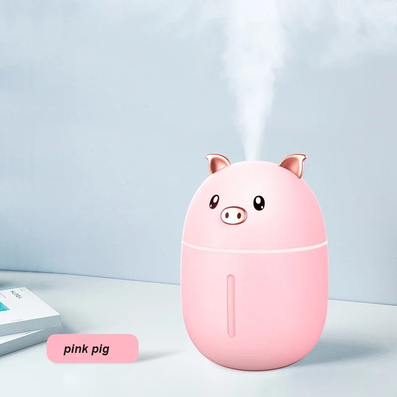300 мл воздушный рассеиватель, увлажнитель в форме домашних животных, USB Ароматерапия, увлажнитель, автомобильный очиститель, домашний распылитель, фоггер с ночным светильник - Цвет: Pink Pig