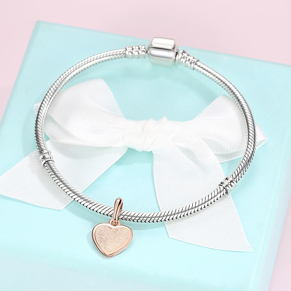 ELESHE, новая мода, 925 пробы, серебряный шарм, бусина Forever Love, розовое золото, сердце, подвеска, шарм, подходит для оригинальных браслетов, сделай сам, ювелирное изделие