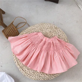 

New Cotton Pleated Skirt Mini Girls Skirt Summer Autumn Casual Pink Skirt Girl Tutu Elastic Waist Princess Pleated Skirts