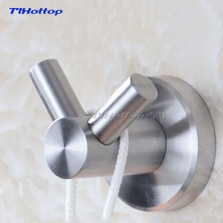 Tlhottop Modern 304 Stainless Steel Brushed Hat Hook Bathrobe Clothes Hanger Bathroom Coat Rack Bathroom Accessories YJ-7550