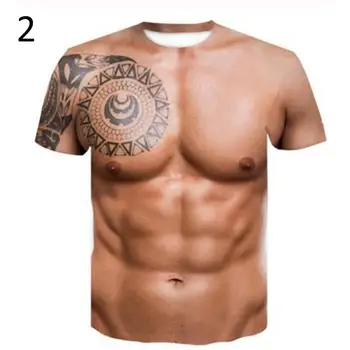 

Funny 3D Muscle T Shirt Men Summer Short Sleeve Fitness Tee Cool Streetwear 3D Print Fake Muscle T-shirt 3D Abdominal Tops Male