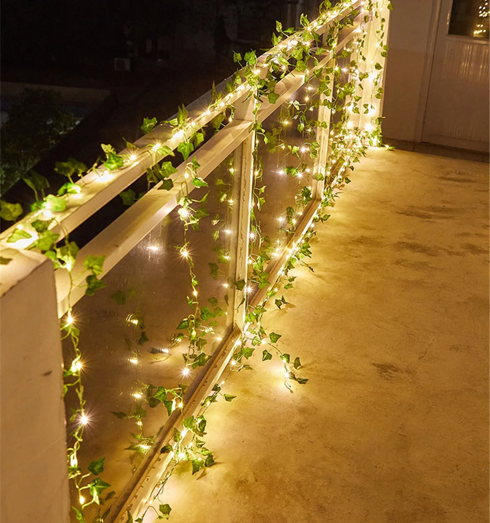 2M 20 LED 인공 아이비 문자열 조명 녹색 잎 포도 나무 요정 조명 홈 장식 갈 랜드 램프 크리스마스 거실 장식
