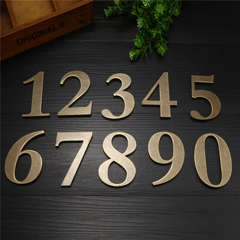 

High End 3D Self-adhesive Door Waterproof Imitation Copper House Number Modern Style Digits House Number Door Plate Address