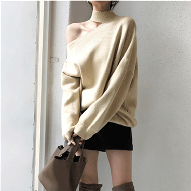 Colorfaith New Autumn Winter Women's Sweaters Casual Minimalist Tops Sexy Korean Style Knitting Off Shoulder Ladies SW7848