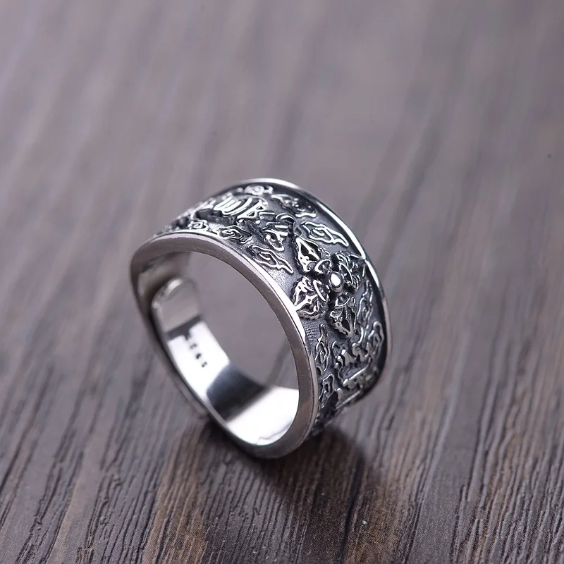 FNJ кольца крест 925 серебро регулируемый размер Популярные S925 Твердые серебряные кольца для мужчин ювелирные изделия