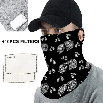 

Microfiber Neck Gaiter Patterns Ear Loops Mask with Filter Insert Bandana Quick-drying Sports Cycling Face Mask