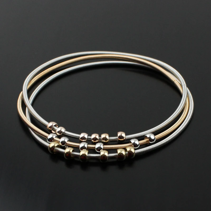 Fashion Jewelry Steel Wire Diameter 1.7mm Spring Screw Head, Which Can Open And Tighten Telescopic Beaded Color Spring Bracelet