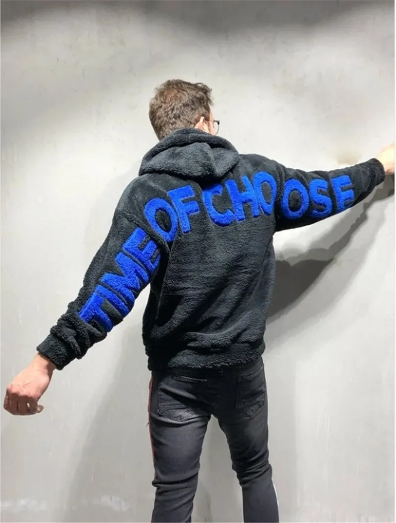 

SAW Printed Mens Fleece Jacket Designer TIME OF CHOOSE Fashion Pullover Hoodies Long Sleeve Casual Clothing