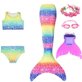 

Girls Anime Costume Princess Ariel Mermaid Tail Clothes Swimming Little Kids Swimsuit And Sparkle Monofin Sea-Maid Costume