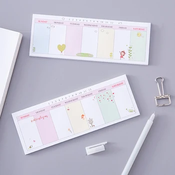 

Kawaii Cute Weekly Plan Paper Scrapbooking Stickers Sticky Note Stationery School Supplies Memo Pad Papelaria Notebook Notepad