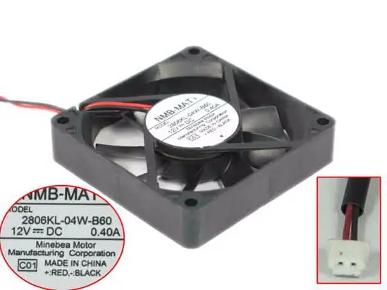 

NMB-MAT 2806KL-04W-B60 C01 DC 12V 0.40A 70x70x15 мм 2-проводной Вентилятор охлаждения сервера