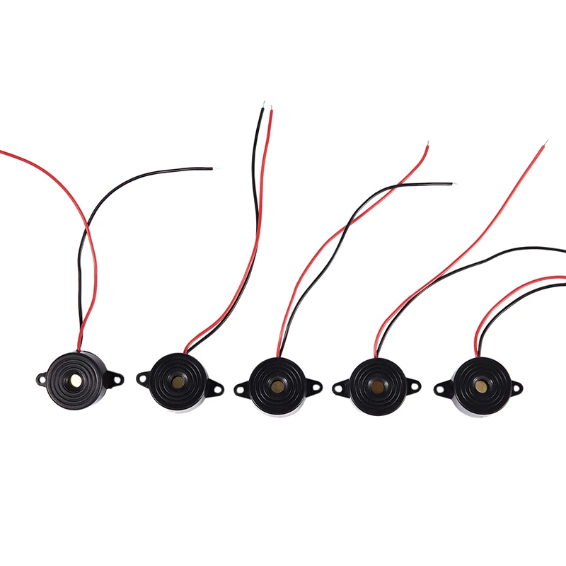 5 шт. DC 3-24 в 85 дБ звуковой электронный зуммер сигнализация черный 23x12 мм |