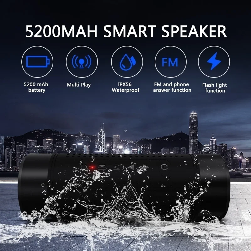 Внешние bluetooth-колонки 5200 мАч большой емкости батареи водонепроницаемый динамик езда на велосипеде кемпинг фонарик Поддержка TF FM AUX