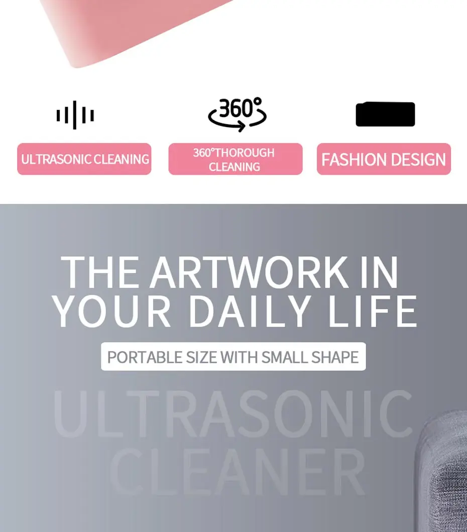 Mini Ultrasonic Cleaner 450ml 42kHz Jewelry Glasses Cleaning Machine Intelligent Control Ultrasonic Cleaner Bath