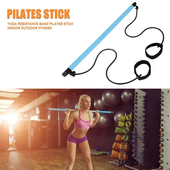 

Gym Portable Pilates Bar Stick Resistance Band Multifunctional Non-slip Handle Yoga Stick for Home Fitness Workout Blue