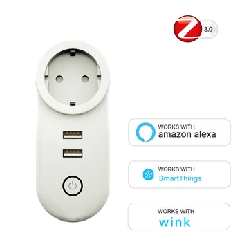 

Smart Zigbee Socket USB EU Plug For Russia Korea Poland Tuya Control Outlet Works With Alexa SmartThings Wink Hub Zigbee HA Hub