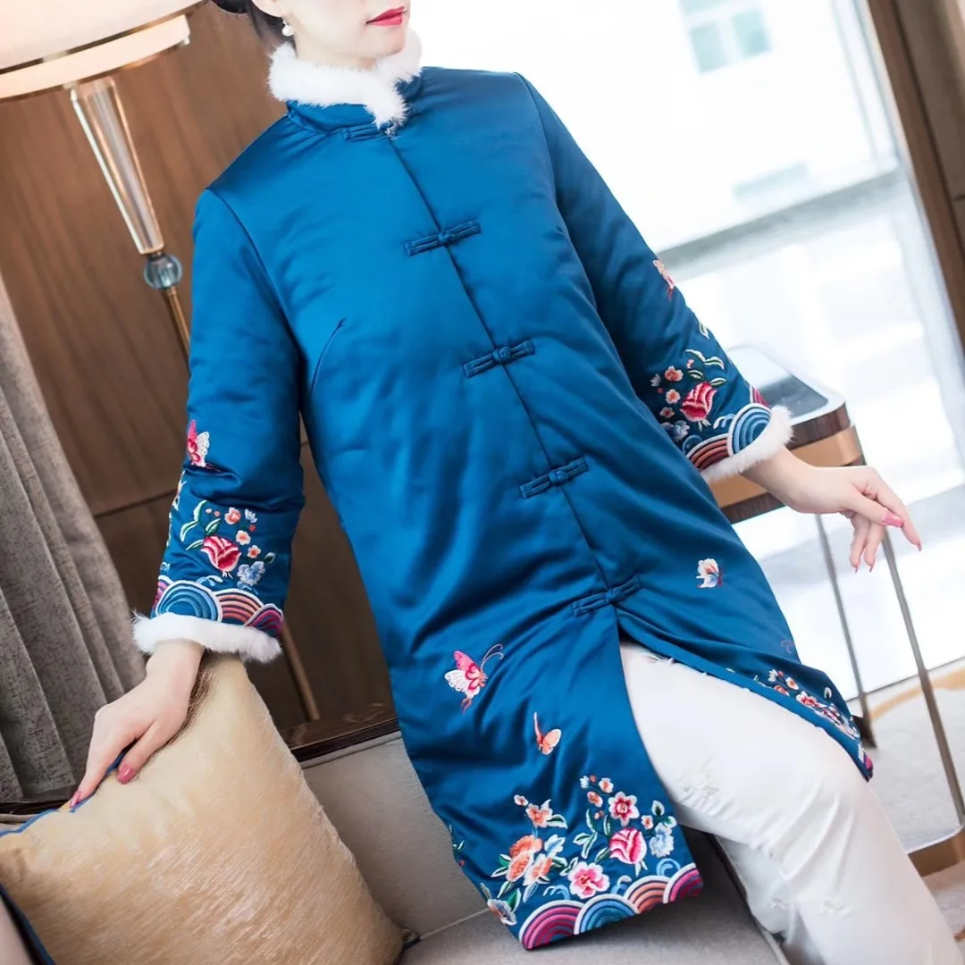 

Autumn And Winter Cotton Coat Women's 2019 New Style Elegant Debutante Faux Rabbit Fur Collar Slim Fit Short Chinese Costume For