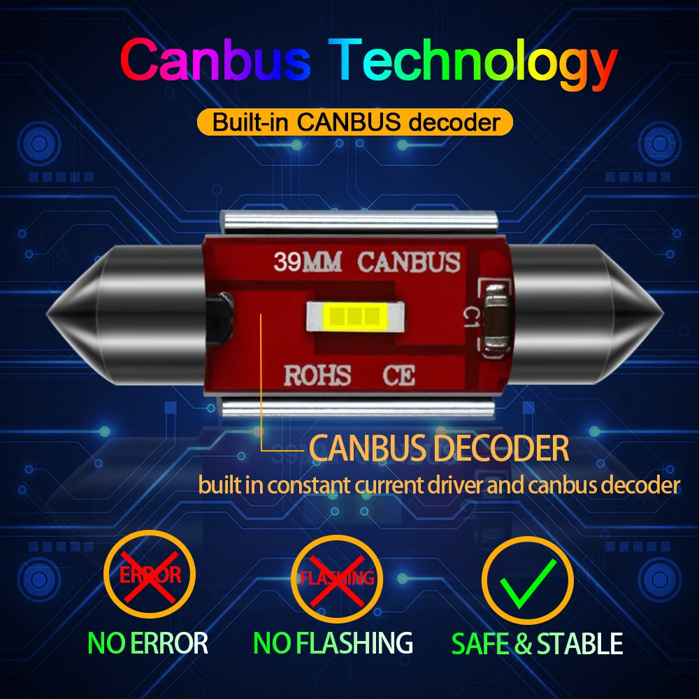 2 шт. гирлянда C5W 31 36-39-41 мм CSP-3570 светодиодный Canbus автомобильные лампы для чтения купол номерной знак двери фокус светильник лампы для передних автомобильных белый 12V