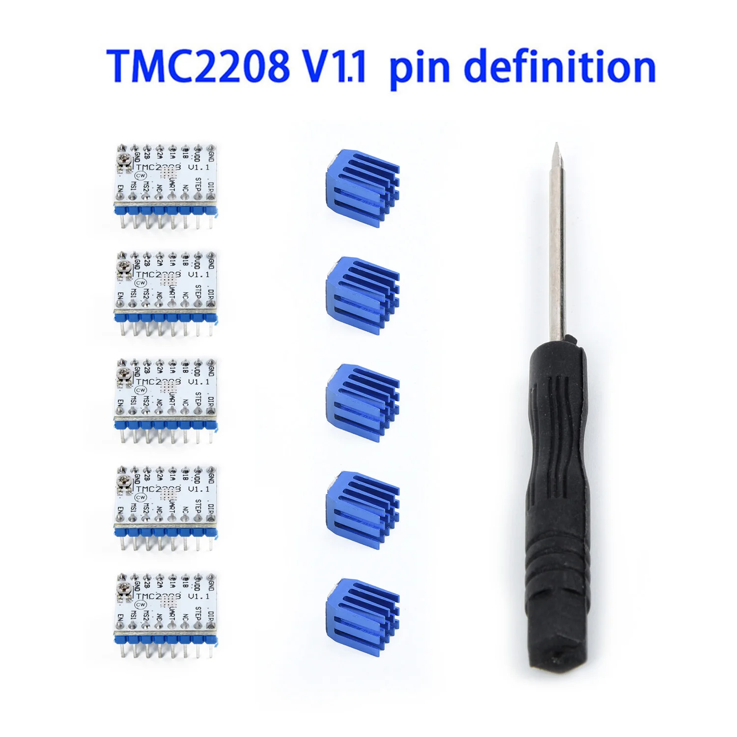 5 шт. TMC2208 V1.1 Stepstick шаговый двигатель драйвер модуль теплоотвод для 3d принтера части