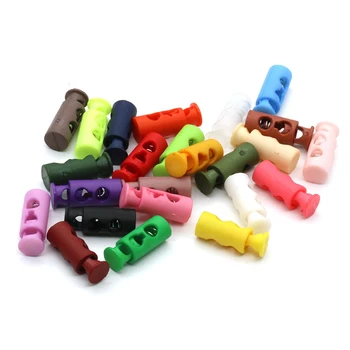 

10pcs Plastic Cord Lock Stopper 2 Holes Toggle Hat Elastic Rope Lock Clips Shoelace Clamp Garment Sportswear Accessories 24*9mm
