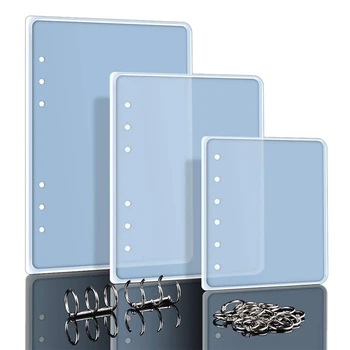 

DIY Resin Casting Molds for Notebook Cover A5 A6 A7-3Pcs Silicone Notebook Cover Clear Casting Epoxy Resin Molds with 2Pcs 3-Rin