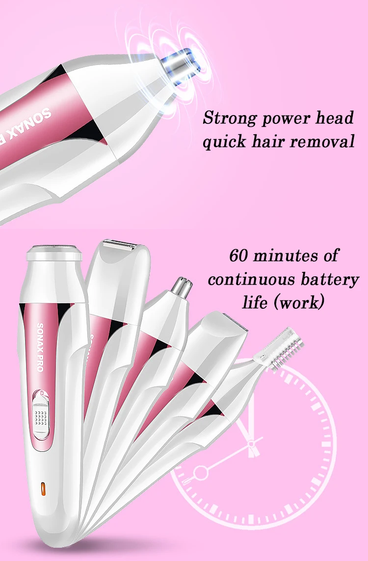 Женский эпилятор 5 в 1, электрические Женские бритвы для волос на теле, Машинка для удаления волос, триммер для бровей, эпилятор для носа, Депиляция лица