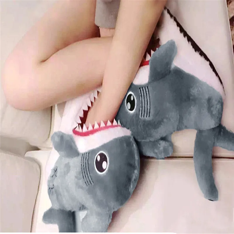 

Winter 3D Shark Animal Funny Shoes For Men and Women Warm Soft Bottom Home&House Indoor Floor Shark Shape Furry Slippers #40