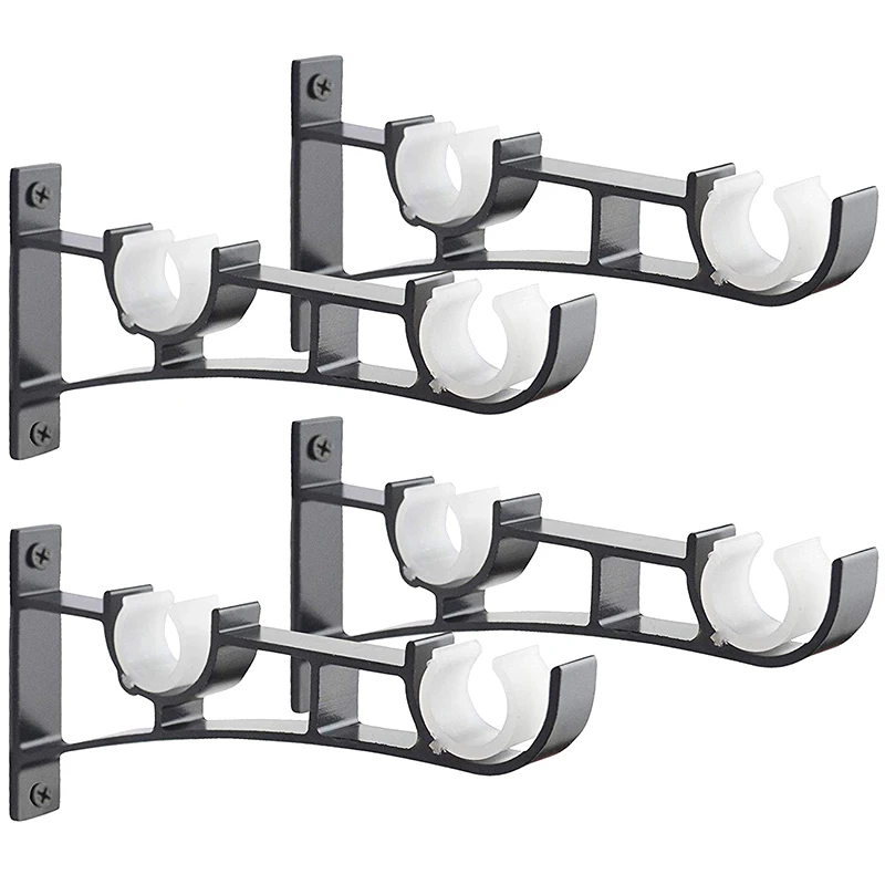 

Double Curtain Rod Holders Set, Curtain Rod Brackets, Tap Right Into Window Frame Curtain Rod Hang Curtain Brackets for Window B