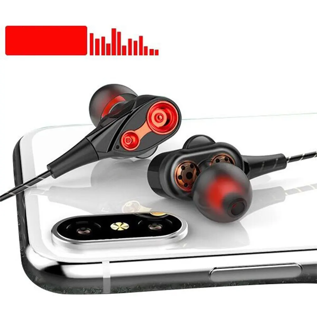 Magnetic Wired Stereo in-Ear Earphones Super Bass Dual Drive Headset Earbuds Earphone For Huawei Samsung SmartPhone