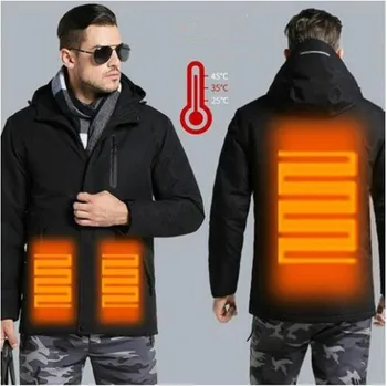 

Motorcycle Jacket Men Women Winter Thick USB Infrared Heating Jackets Waterproof Hooded Electric Thermal Clothing Chaqueta Moto