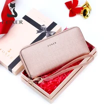 

FOXER Women Leather Wallet Bifold Wallet Clutch Wallets with Wristlet Card Holder Coin Purse Cellphone Bag Female Money Bags