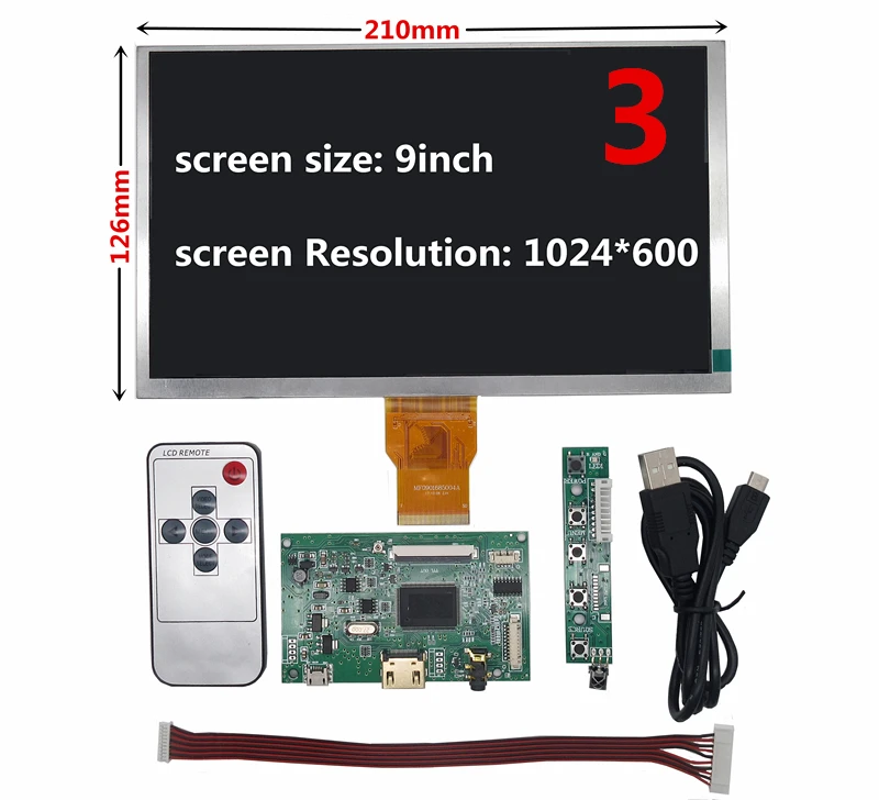  9 inch 1024*600 HDMI Screen LCD Display with Driver Board Monitor for Raspberry Pi B + 2 3 Banana/O