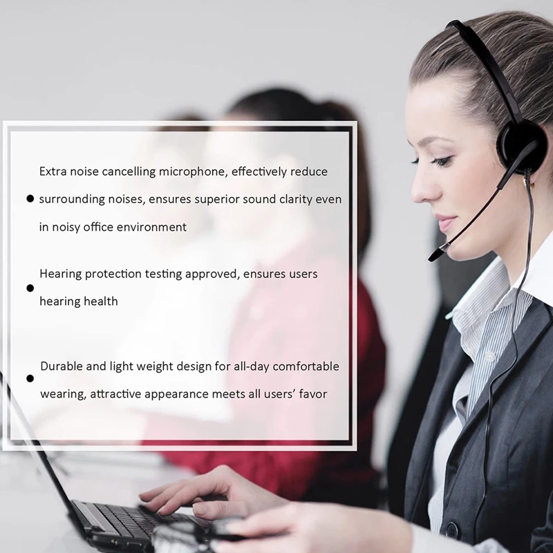Mutilfunction Call Center Headset USB 3 5mm Jack with Noise Cancelling Mic Volume Control for PC Home Office Phone
