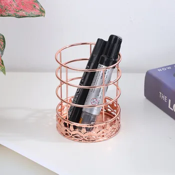 

Multi-function Wrought Iron Pen Holder Round Pencil Holder Office Desk Storage Supplies Desk Organizer Iron Makeup Brush Tube