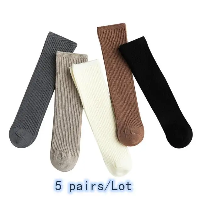 4 Pairs/lot New Baby Girls Socks Long Socks Kids Knee Length Soft Cotton Baby Socks Kids 0-8 Years Knee High Socks 5 pairs1 FG202