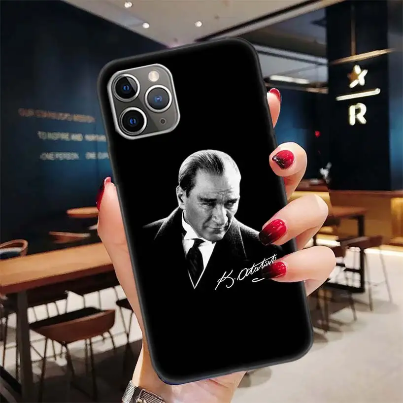 Турция Мустафа Кемаль Ataturk черный чехол для Apple iPhone 11 Pro XR 7 8 6 6S Plus X XS MAX 5 5S SE Мягкий ТПУ силиконовый чехол для телефона