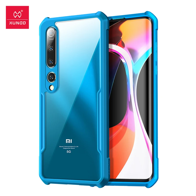 funda de piel original Oihxse de silicona transparente color azul Funda para Xiaomi Mi 10//Mi 10 Pro Smart View con funci/ón atril y cierre magn/ético