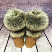 New Arrival prawdziwej skóry 2021 wielki lis futro kobieta śnieg buty 100% naturalne buty śniegowe futrzane ciepłe damskie buty zimowe