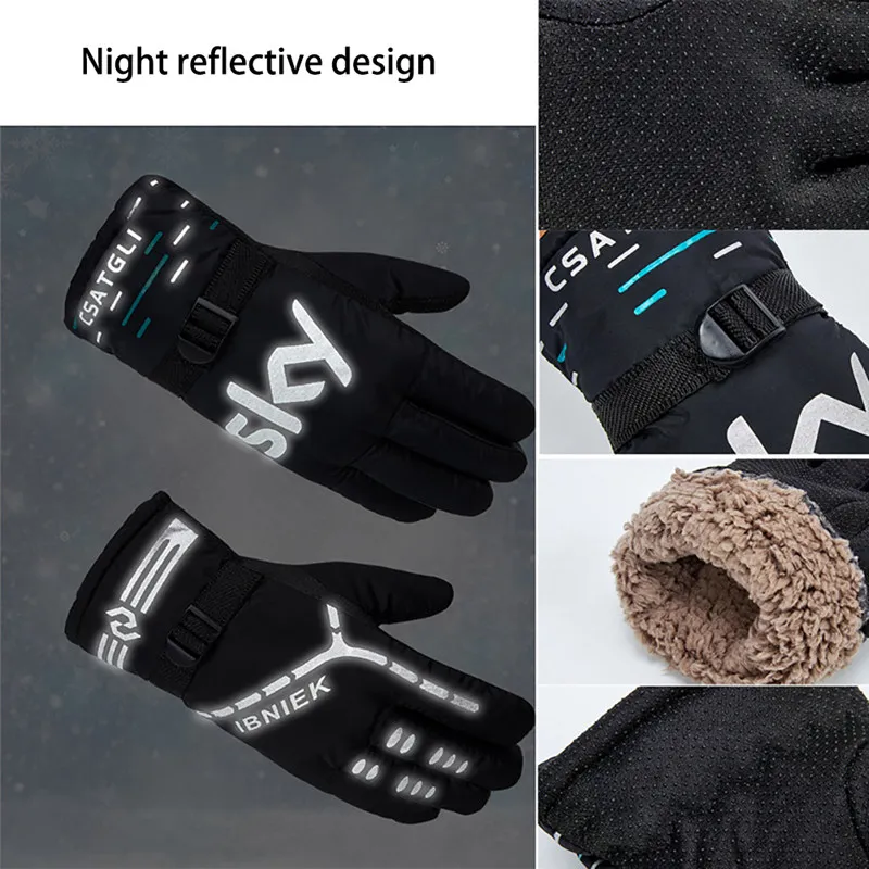 Waterproof Winter Ski Gloves Windproof Warm Snowboard Gloves Outdoor Below Zero Cycling Motorcycle Gloves Men Women AHPU