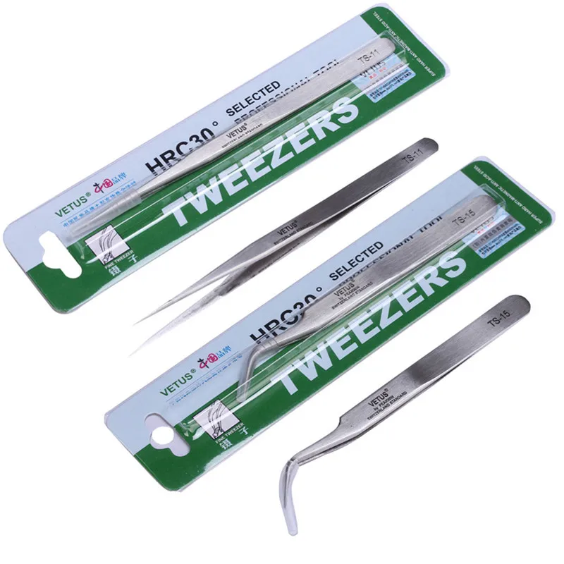 VETUS 1Piece TS-11 TS-15 Anti-static Stainless Steel Tweezers Set For Electronic Cell Phone Repair Tools Kit afbeelding