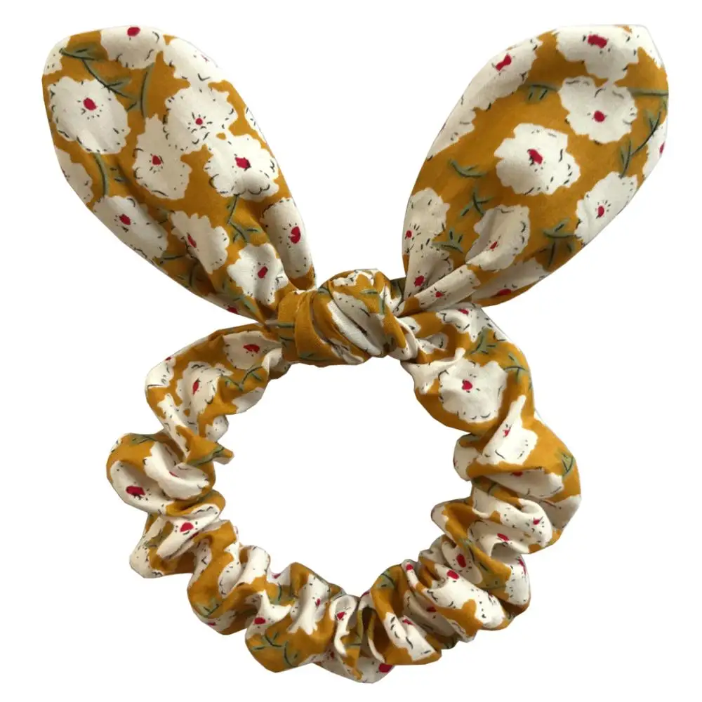 2 PCS Girls Women Hair Scrunchies Accessories Rabbit Ears Hair Bands Bunny Ears Bow Ties Ponytail Holder Elastic Bandss nylon hair tie
